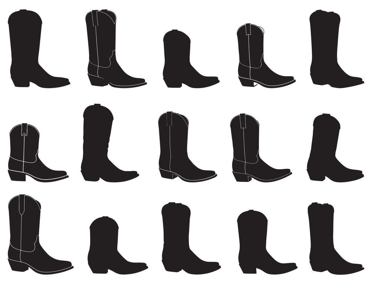 Cowboy Boot Silhouette on white background vector