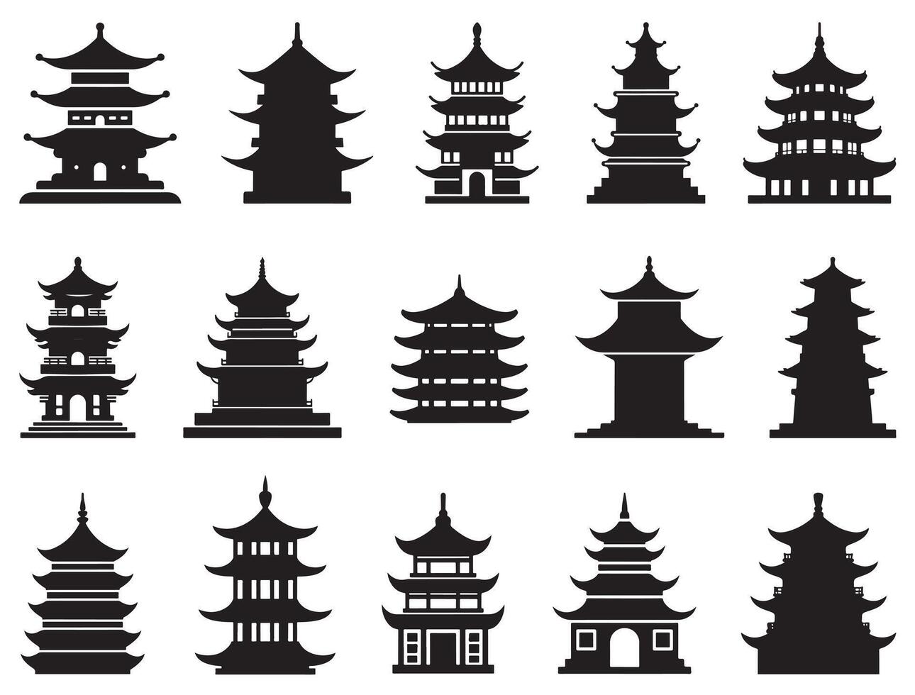 PAGODA SILHOUETTE WHITE BACKGROUND vector
