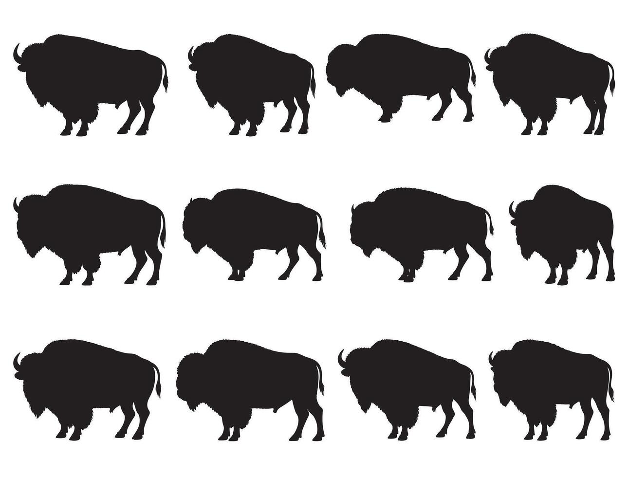 BISON SILHOUETTE WHITE BACKGROUND vector