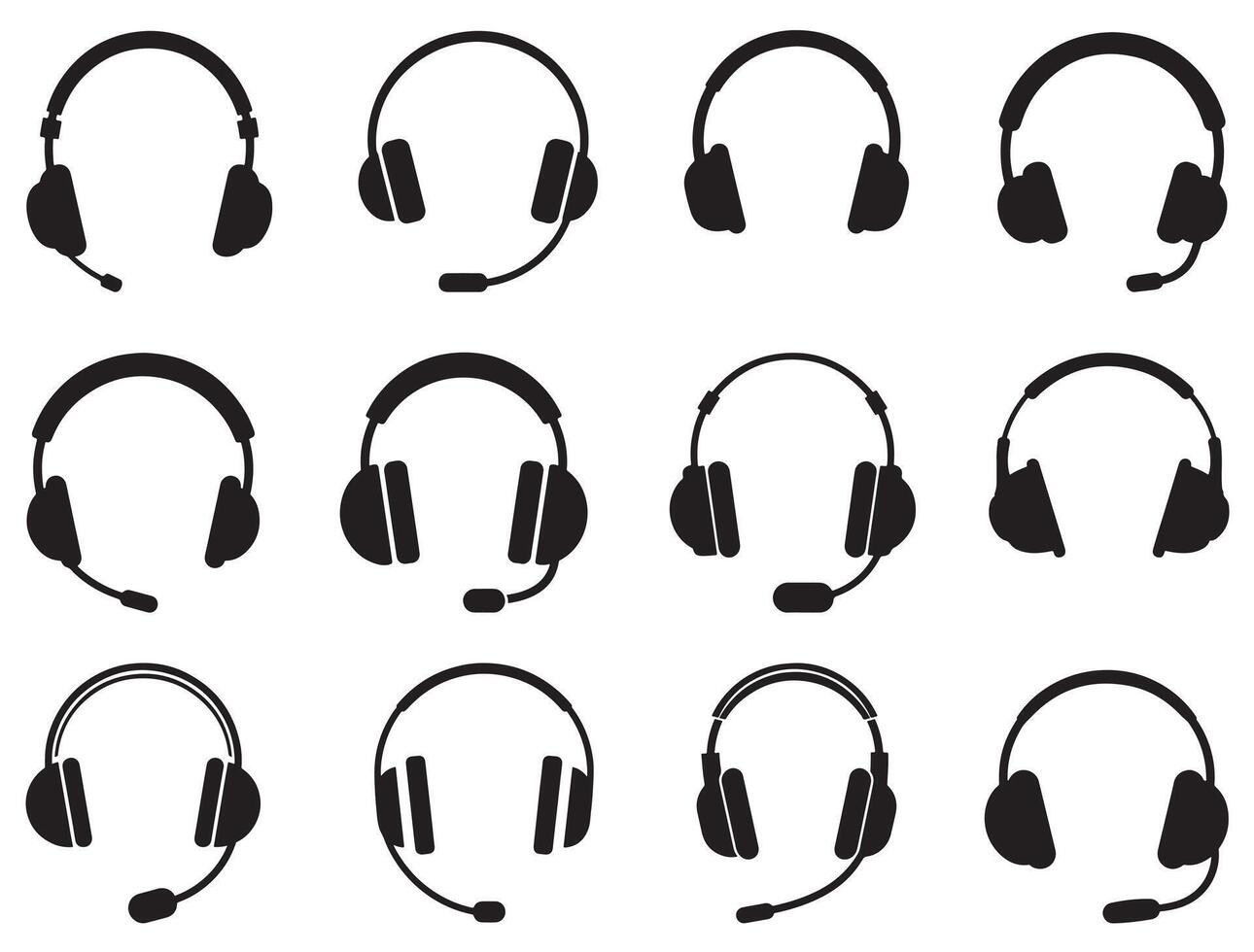 HEADSETS SILHOUETTE WHITE BACKGROUND vector