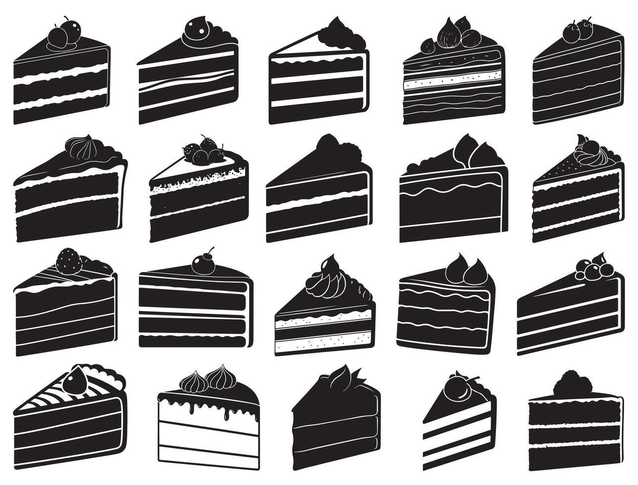 CAKE SLICES SILHOUETTE WHITE BACKGROUND vector