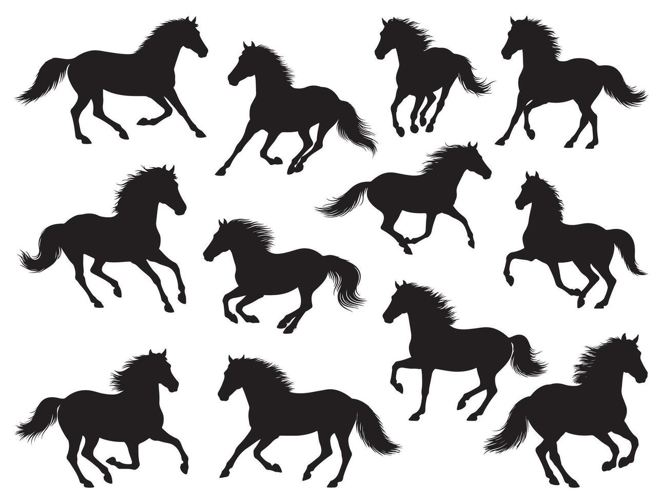 MUSTANGS SILHOUETTE WHITE BACKGROUND vector