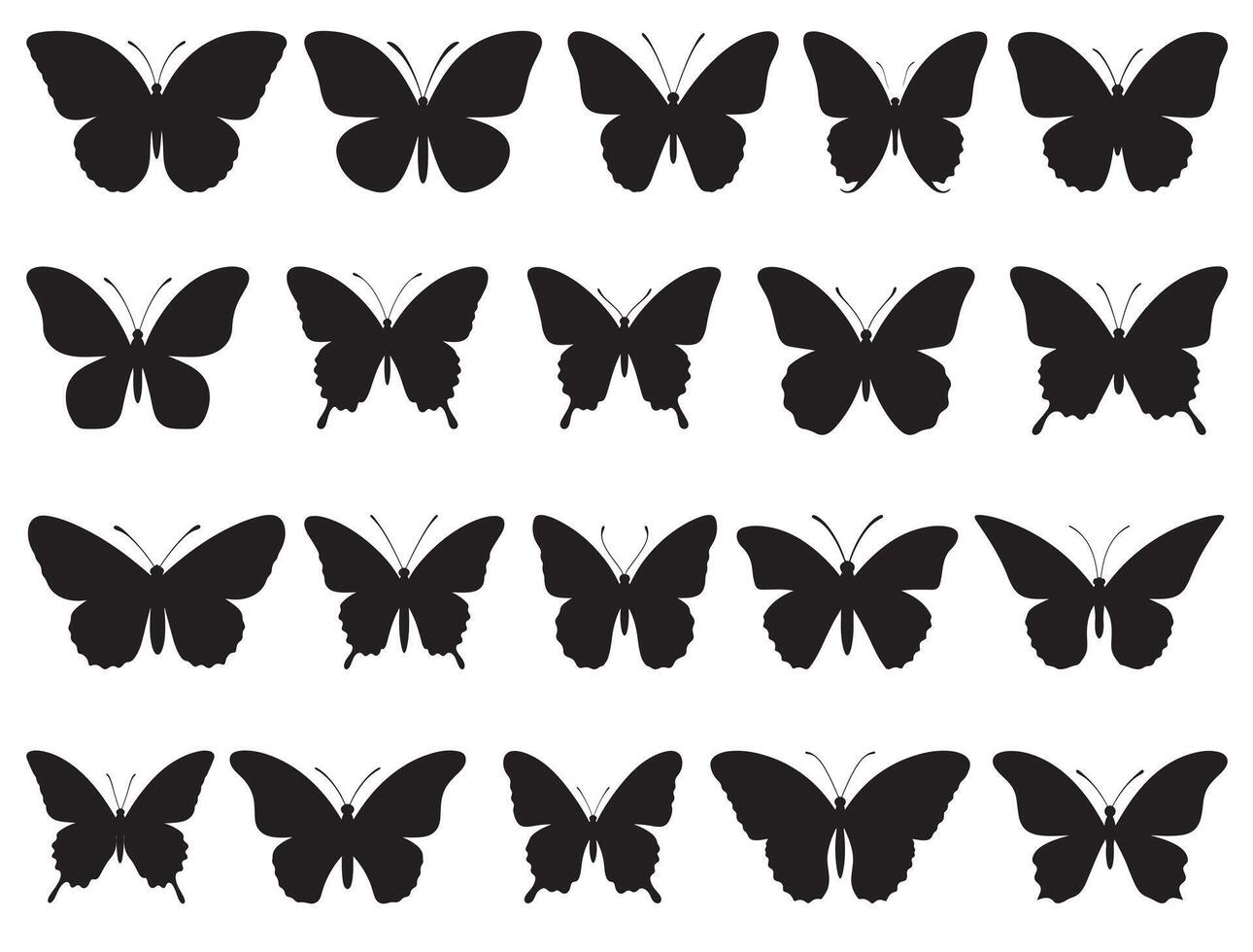 Butterflies silhouette white background vector