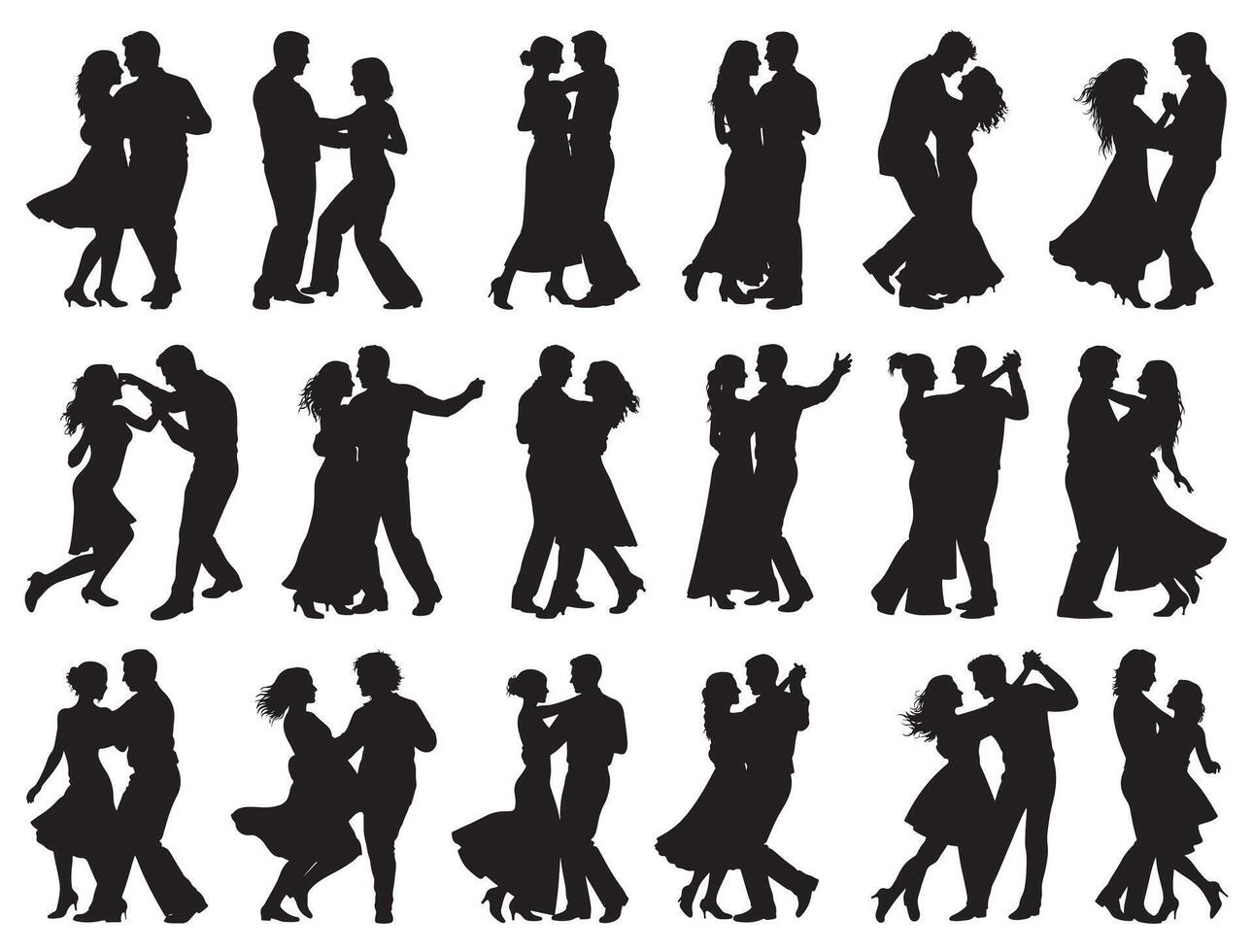 COUPLE DANCE SILHOUETTE WHITE BACKGROUND vector