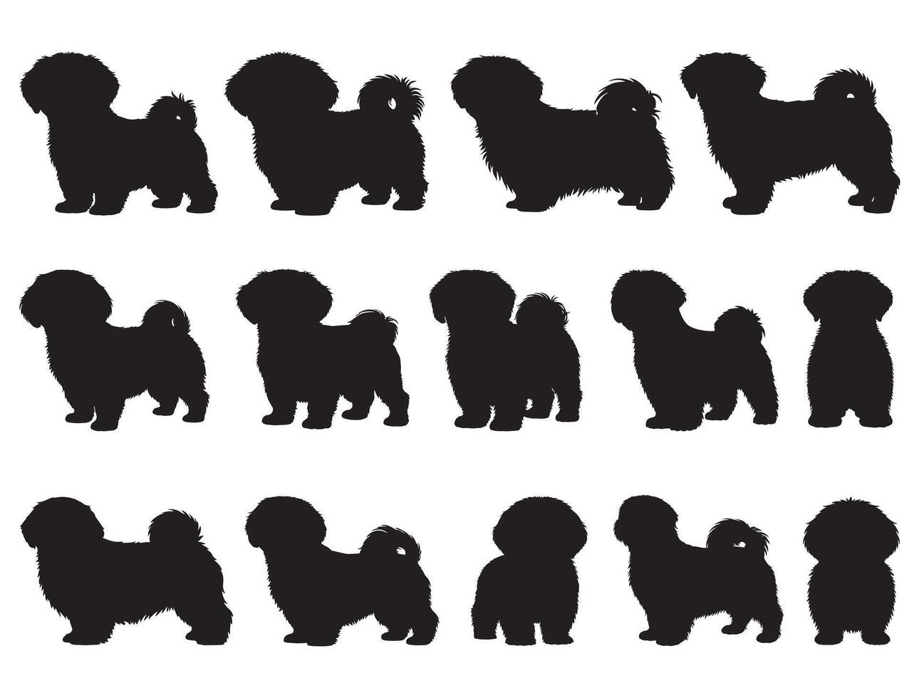 SHIH TZU DOG SILHOUETTE WHITE BACKGROUND vector