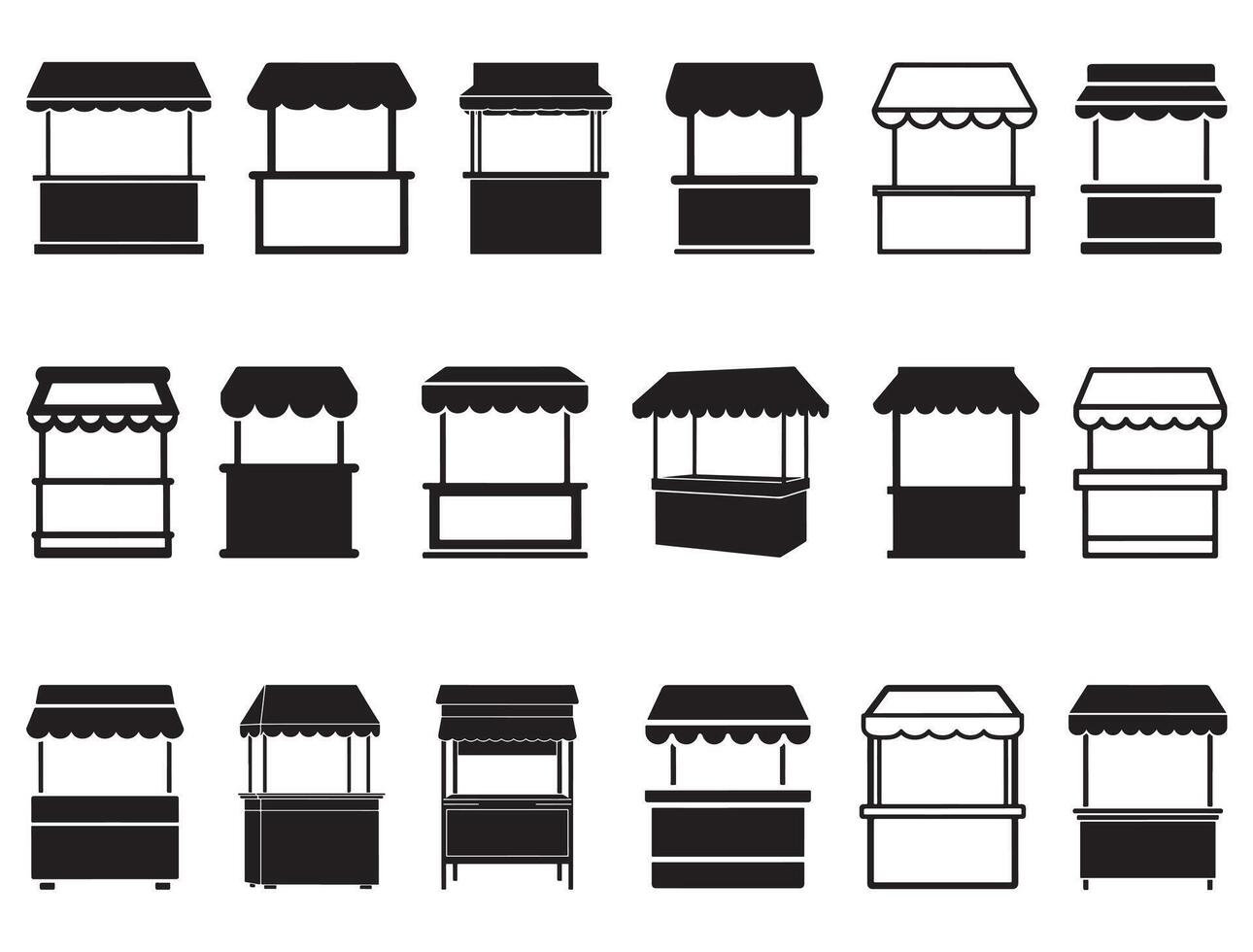 SHOP STAND SILHOUETTE WHITE BACKGROUND vector