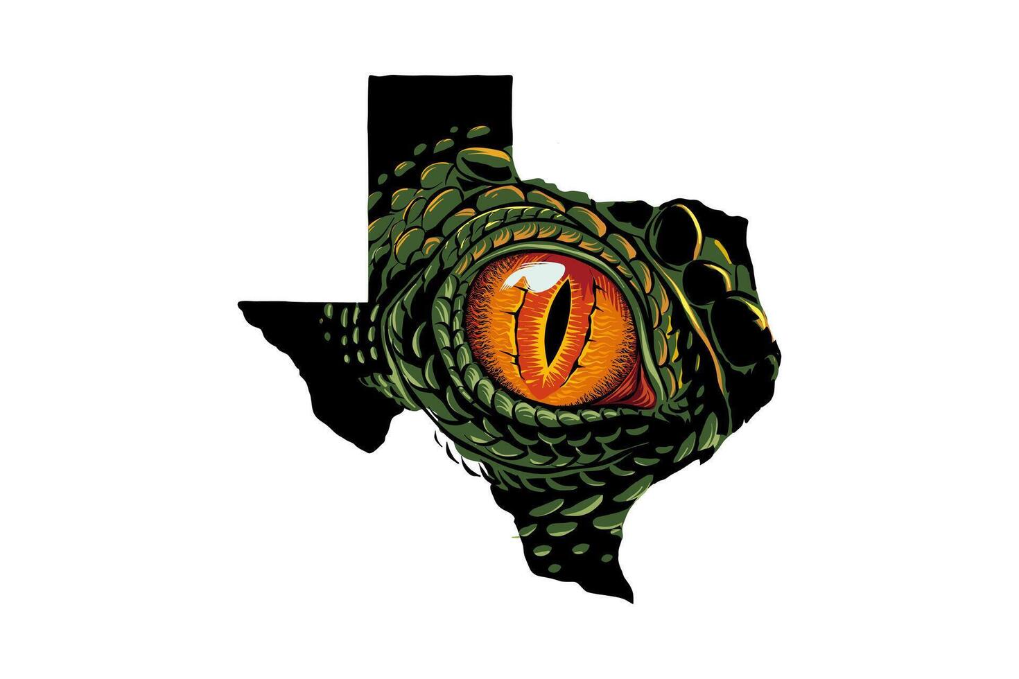 silhouette illustration of texas map with predator eyes vector