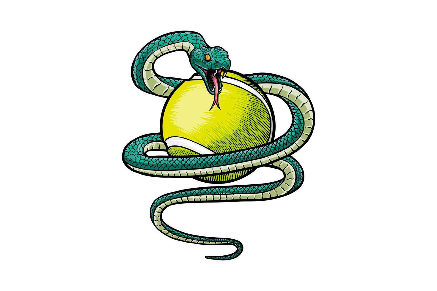 illustration of snake with tennis ball vector
