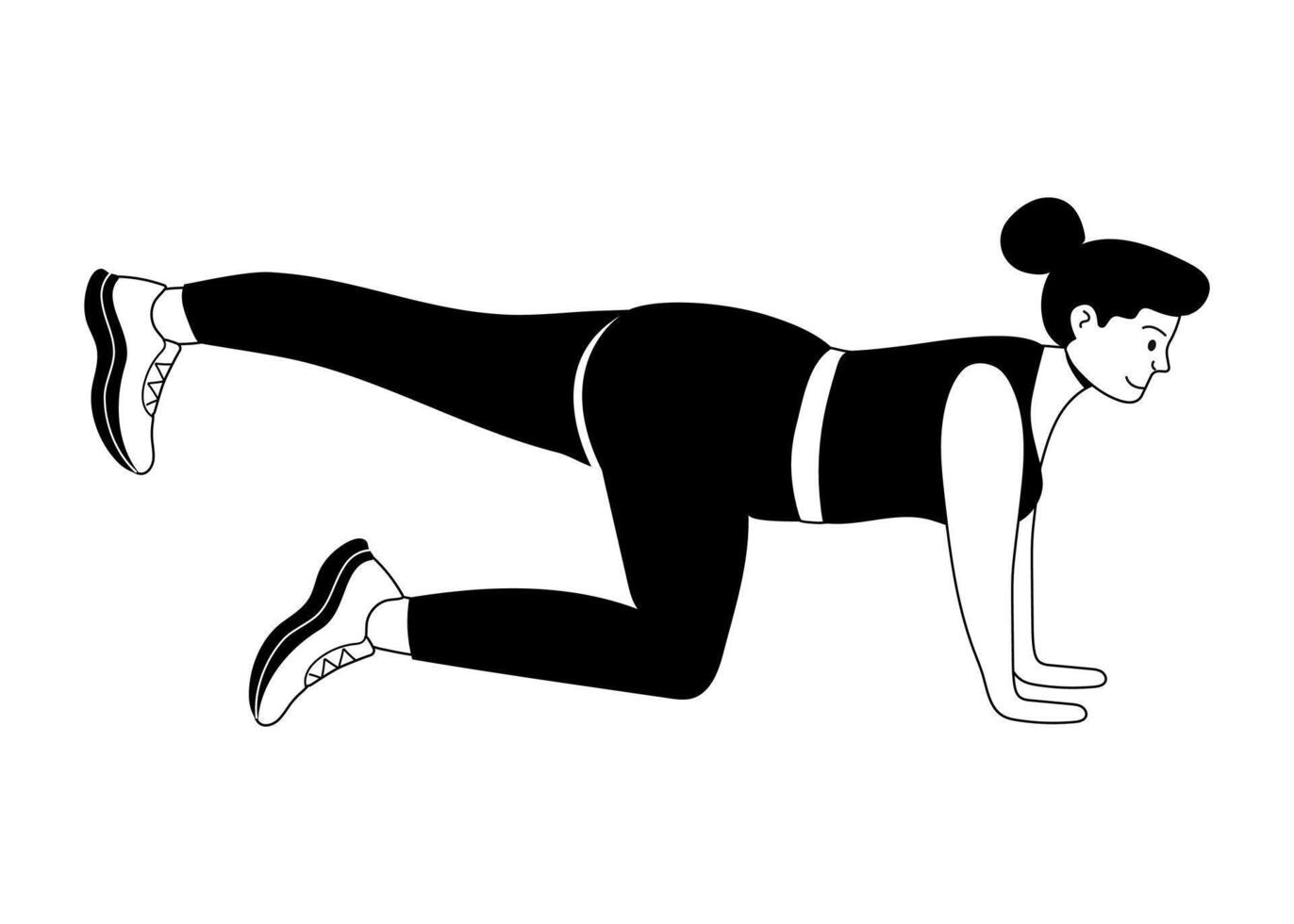 Fitness enthusiast performing a bodyweight exercise at home during the day vector