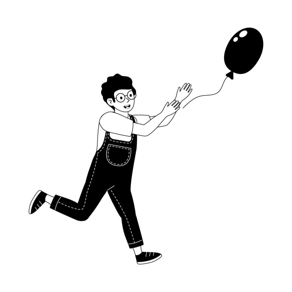 Child joyfully reaching for a balloon in a playful and vibrant moment vector