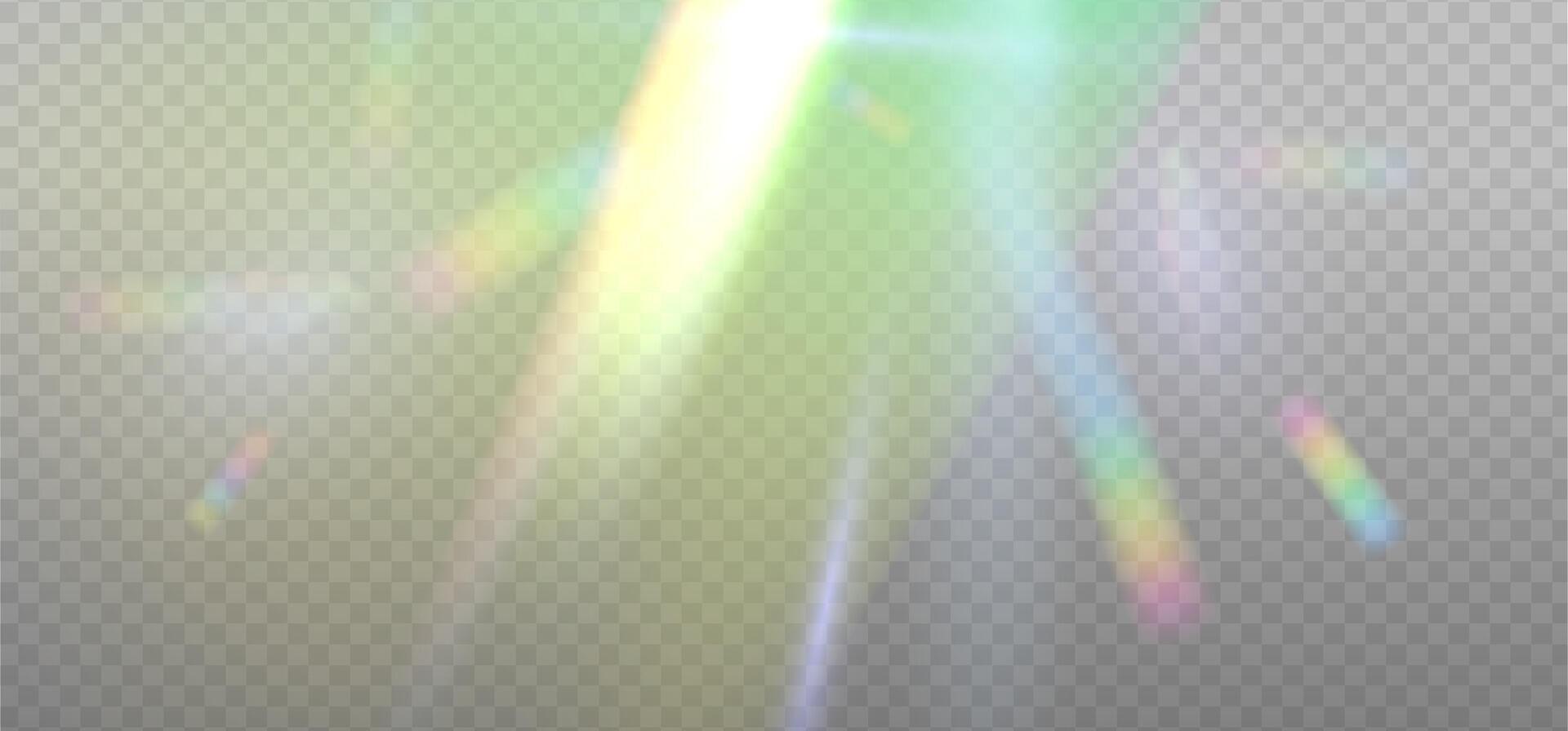 Rainbow green reflection highlights. Glare from water and glass. Glittering particles for social media backgrounds, product presentations, photo shots. eps10 vector