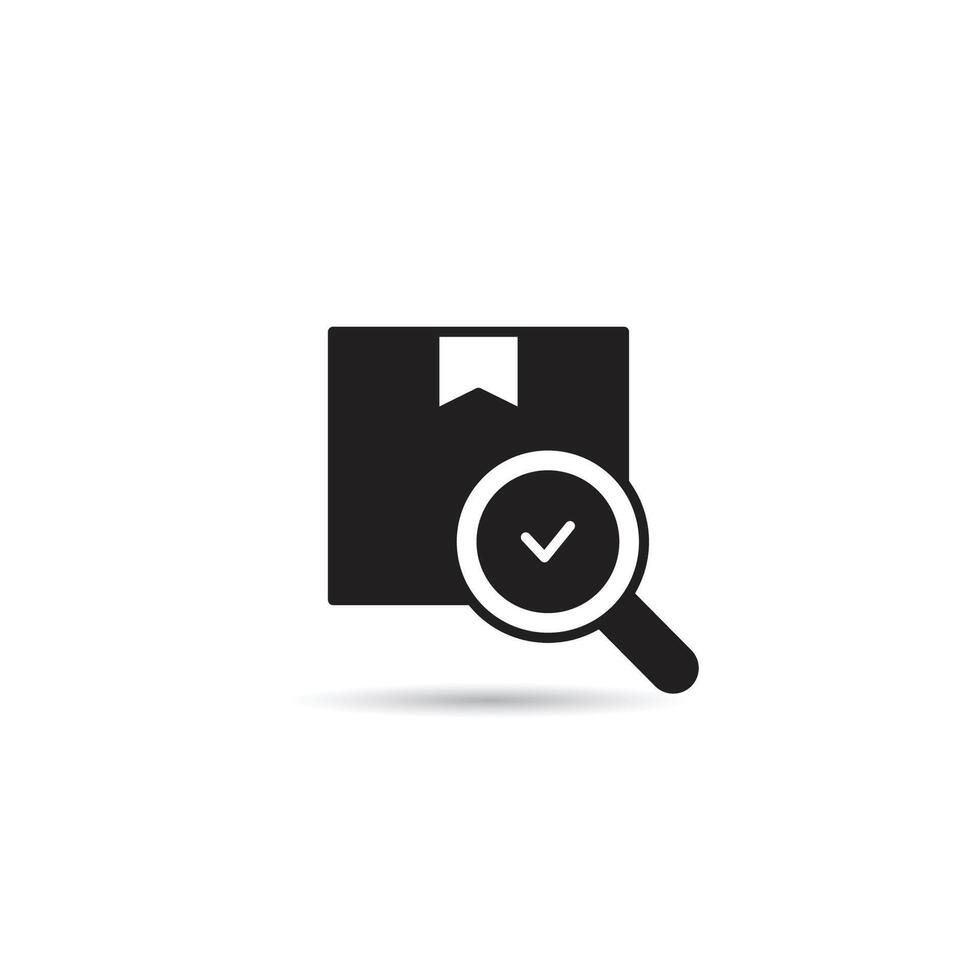 box with magnifier icon vector