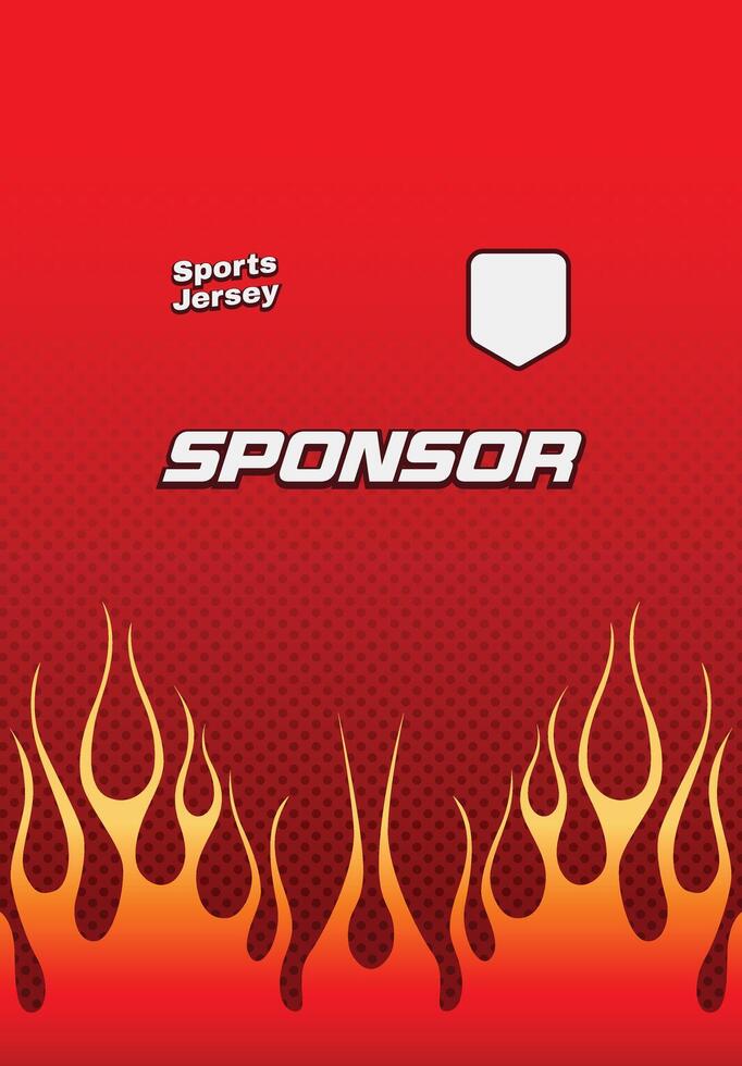 Sports jersey pattern with red fire flame element for sublimation printing vector