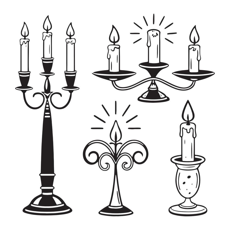 illustration Unique Candle Design Silhouette Style Flame Shape Element vector