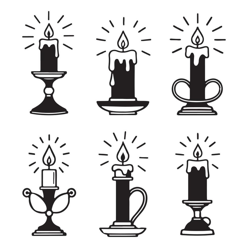illustration Unique Candle Design Silhouettes Style Flame Shape Elements vector