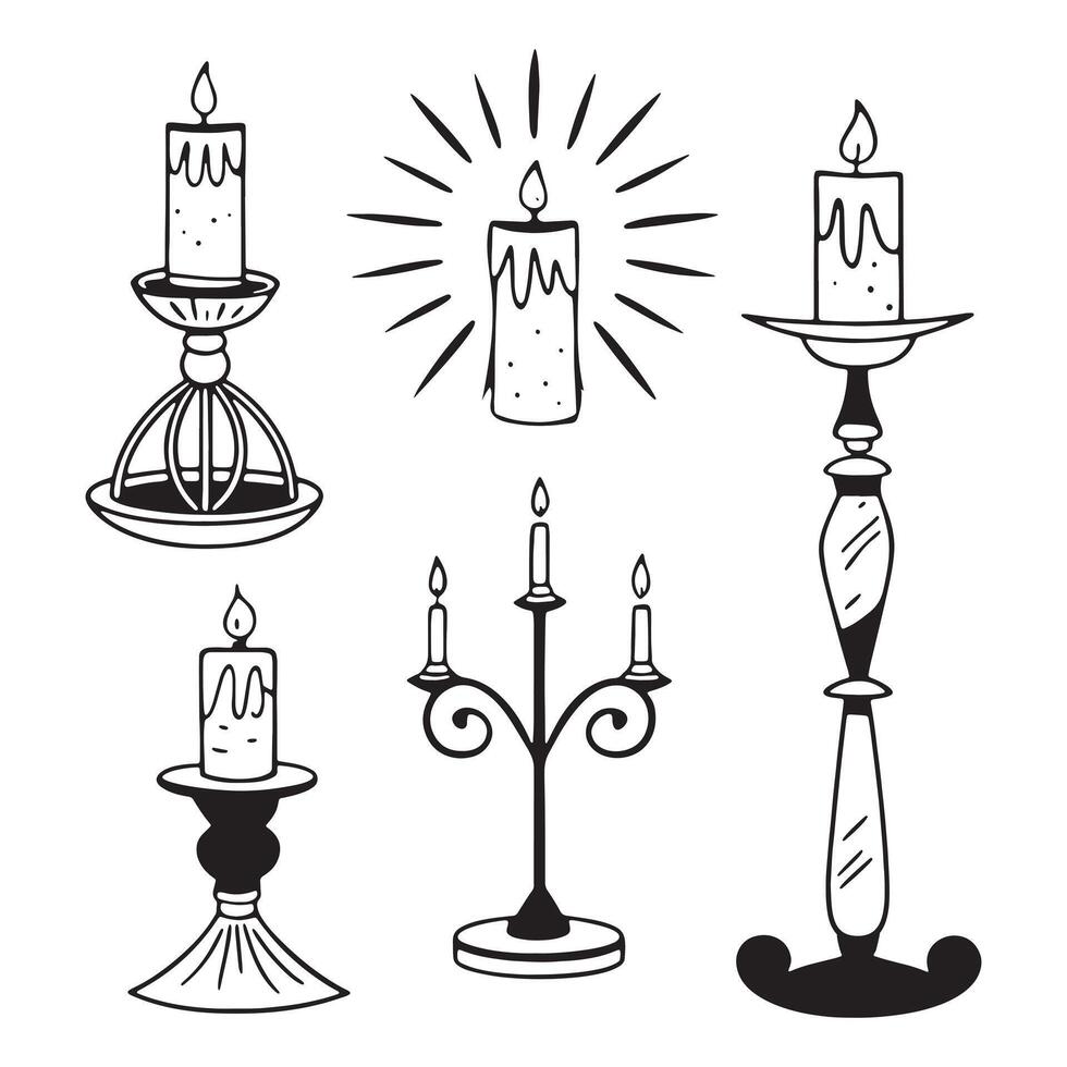 illustration Unique Candle Design Silhouette Style Flame Shape Elements vector