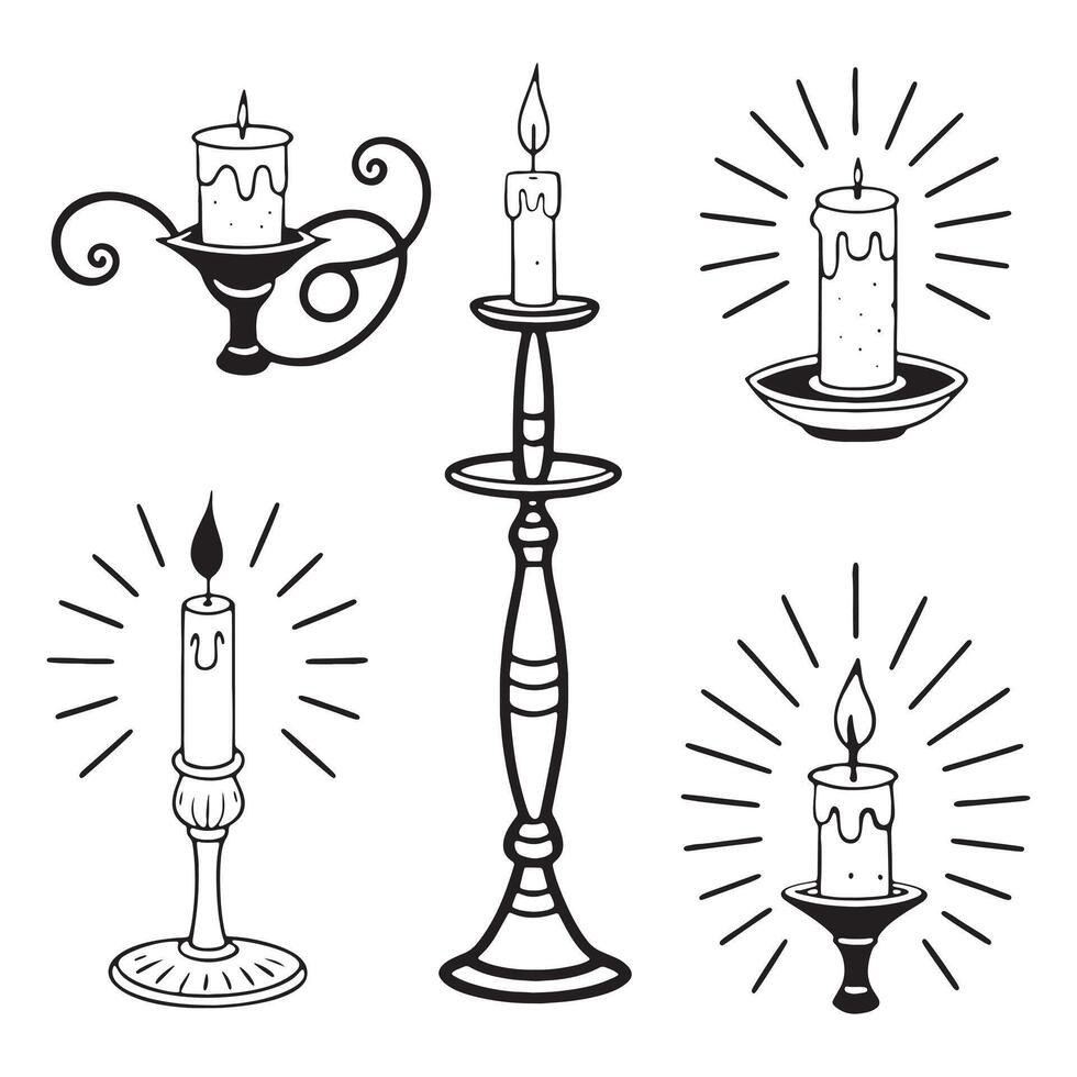 illustration Unique Candle Design Silhouette Style Flames Shape Elements vector