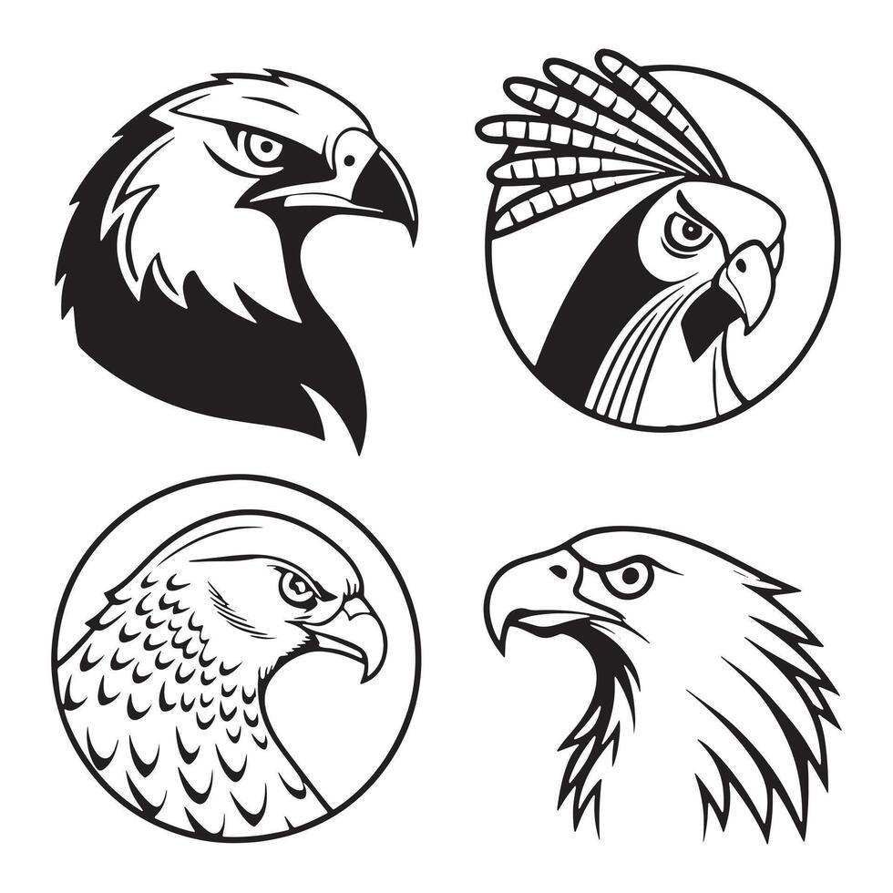 illustration of Birds Outline Silhouettes Black Set vector