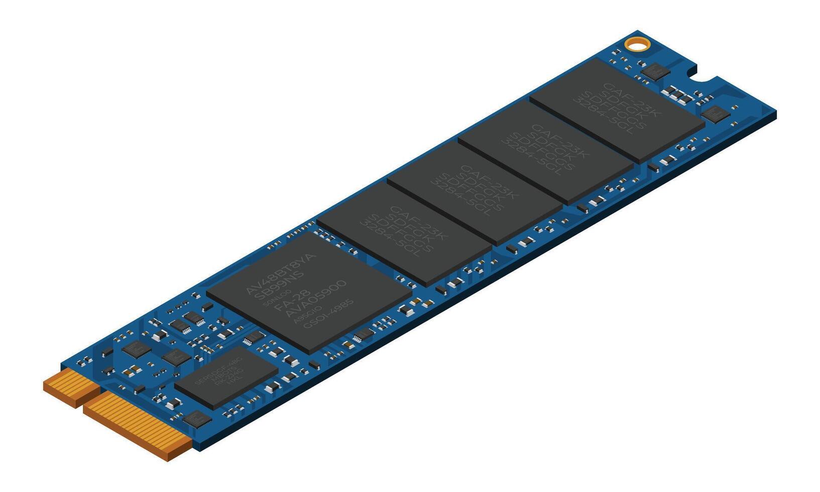 Isometric solid state drive. Drive ssd storage illustration. SSD M.2 illustration. Computer hardware components. illustration vector