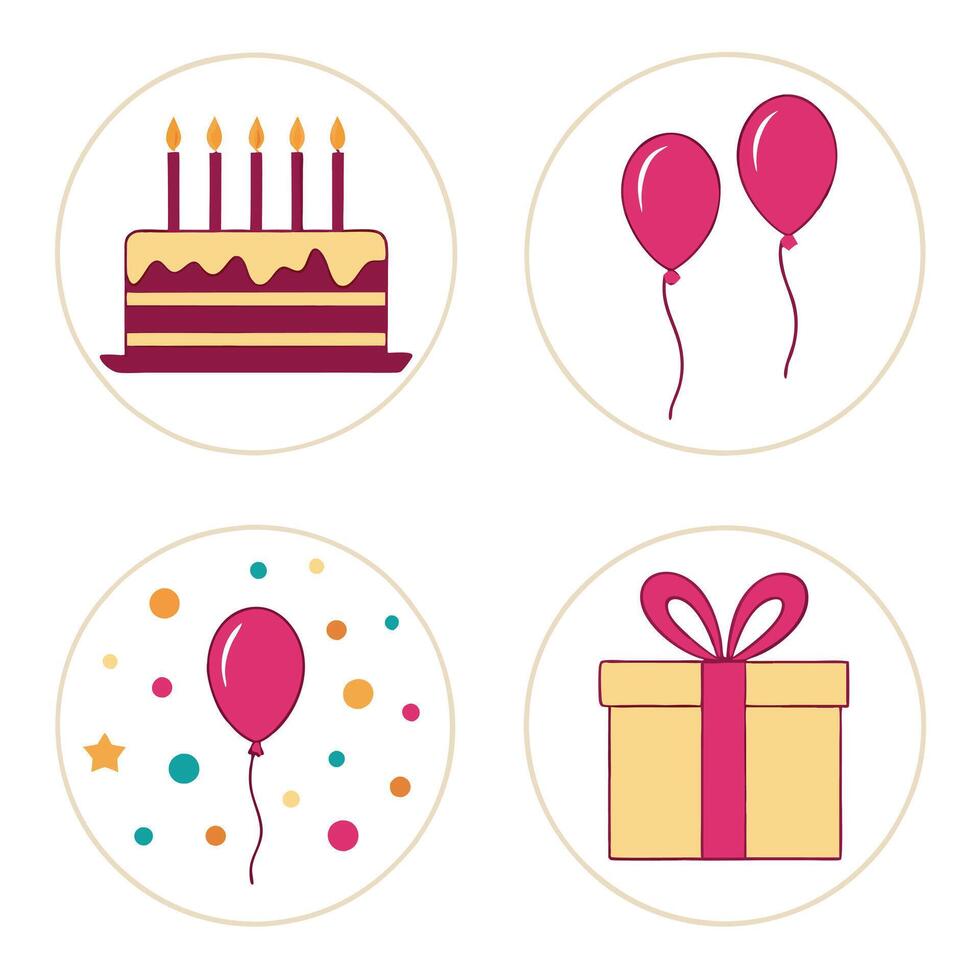 Birthday Event Icon Set Party Essentials and Fun Designs vector