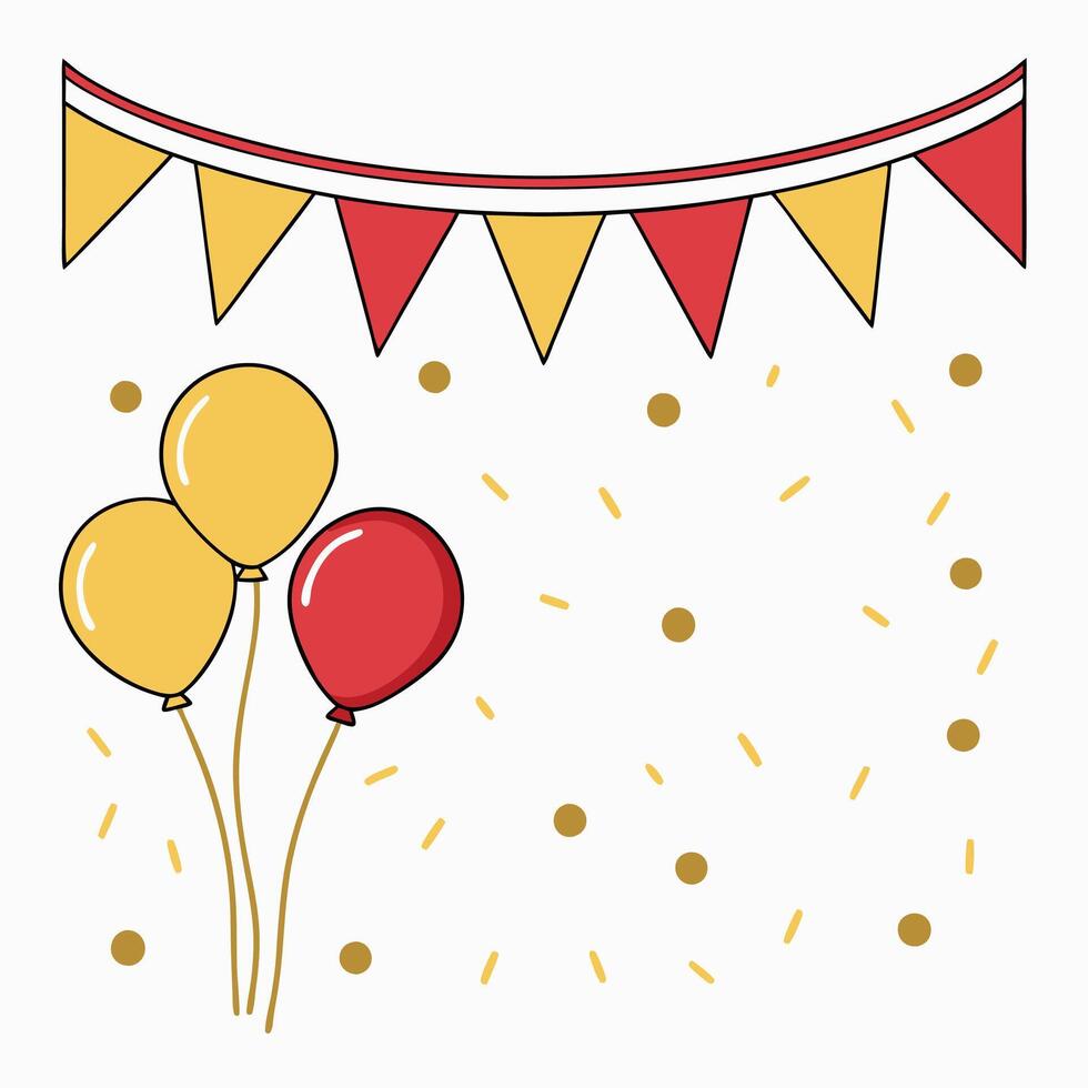 Glamorous Festive Banner with Floating Gold Balloons and Confetti vector
