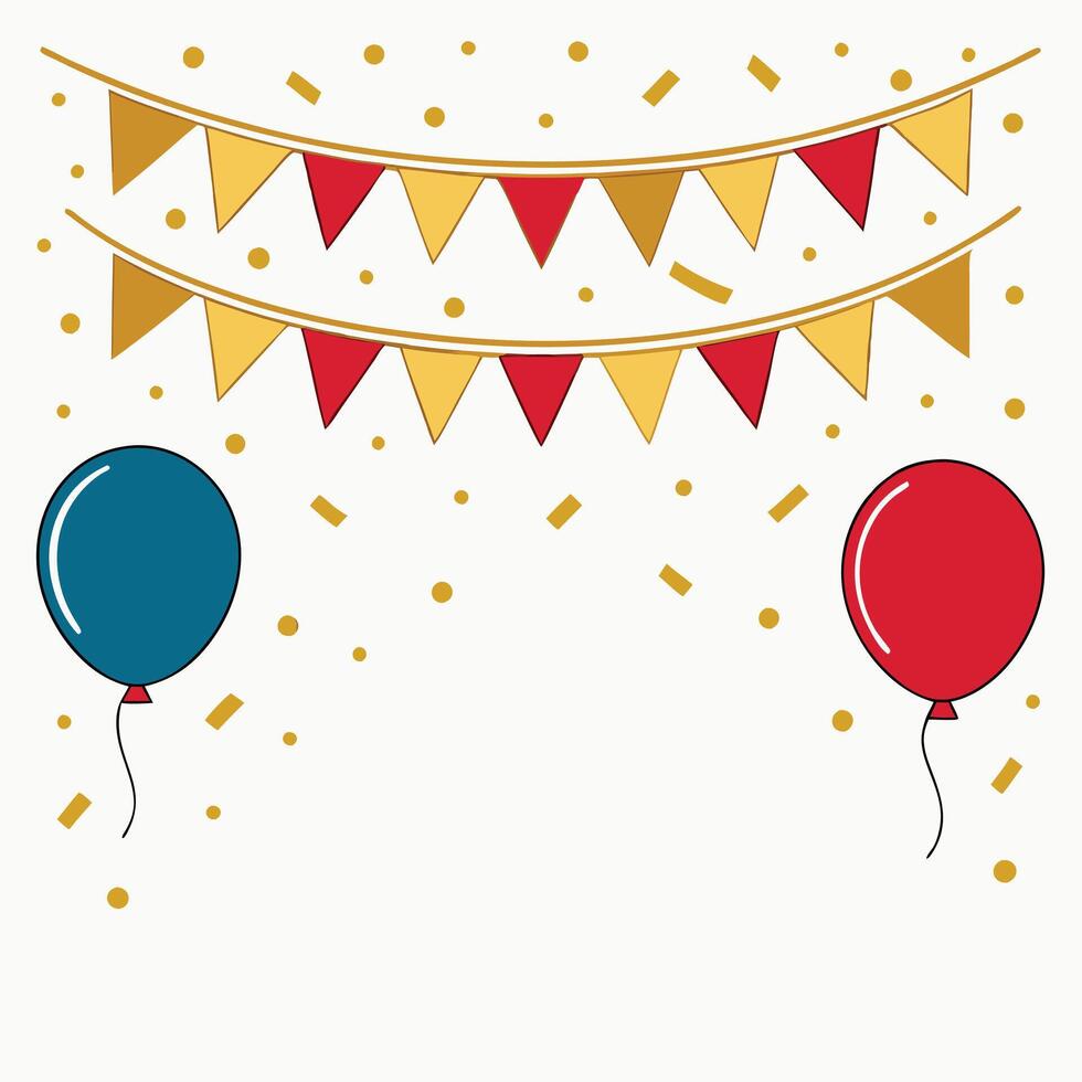 Elegant Celebration Banner with Gold Confetti and Balloons vector