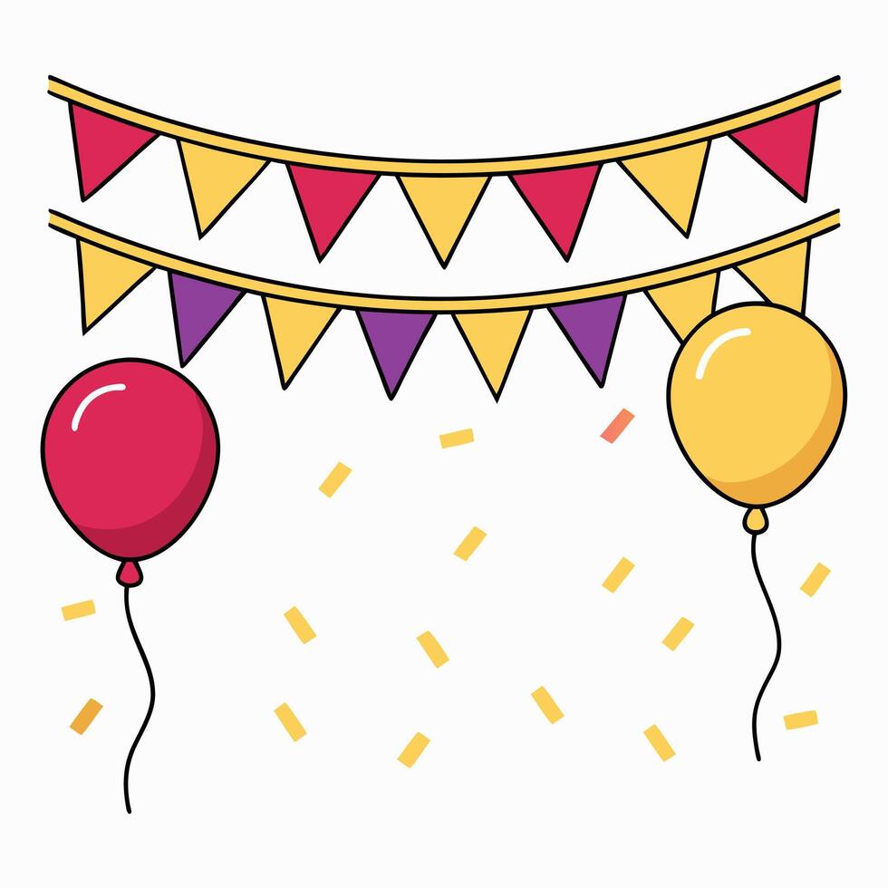 Festive Party Banner with Golden Balloons and Confetti vector