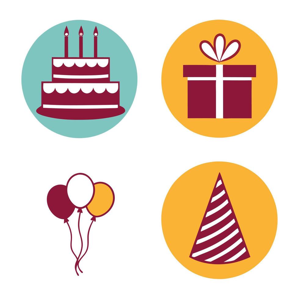 Birthday Celebration Icon Set Fun Party Symbols and Graphics vector