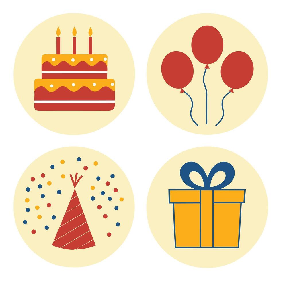 Party and Celebration Icon Set Birthday Event Graphics vector