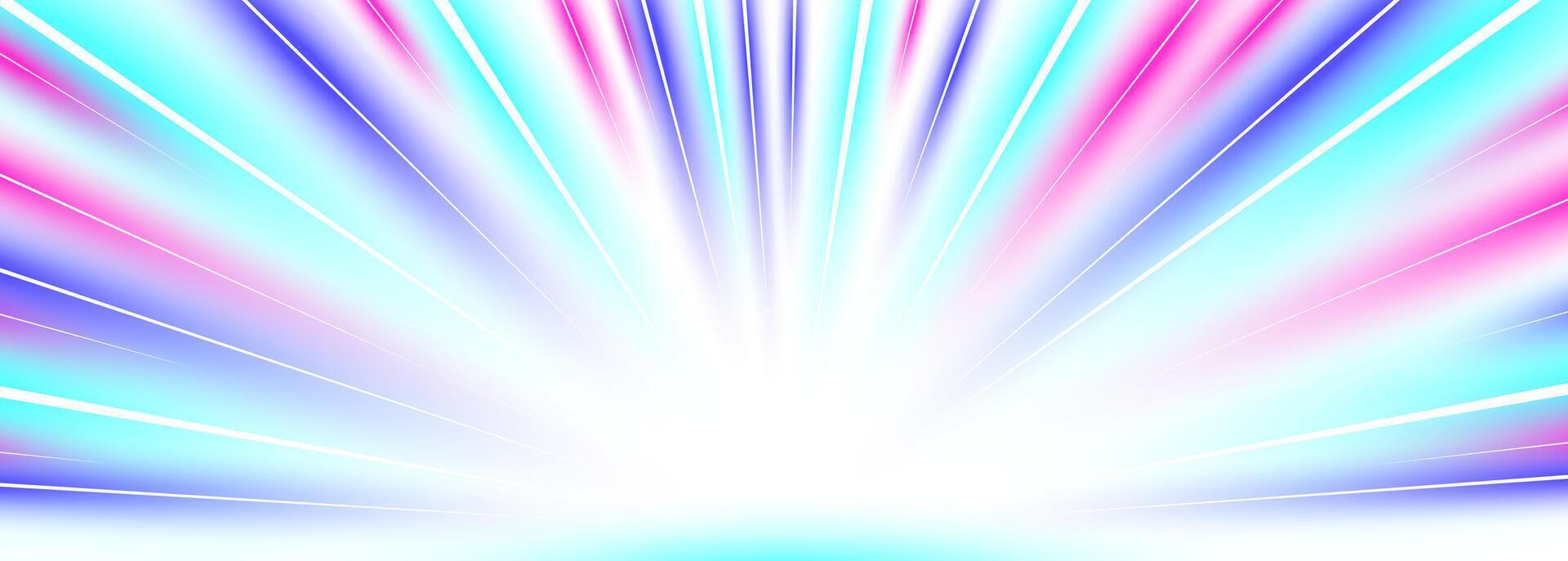 Abstract motion trails with energy burst. Bright purple blue light streaks and radial perspective enhance the sense of speed and futuristic movement. Ideal for racing, sport and digital backgrounds. vector