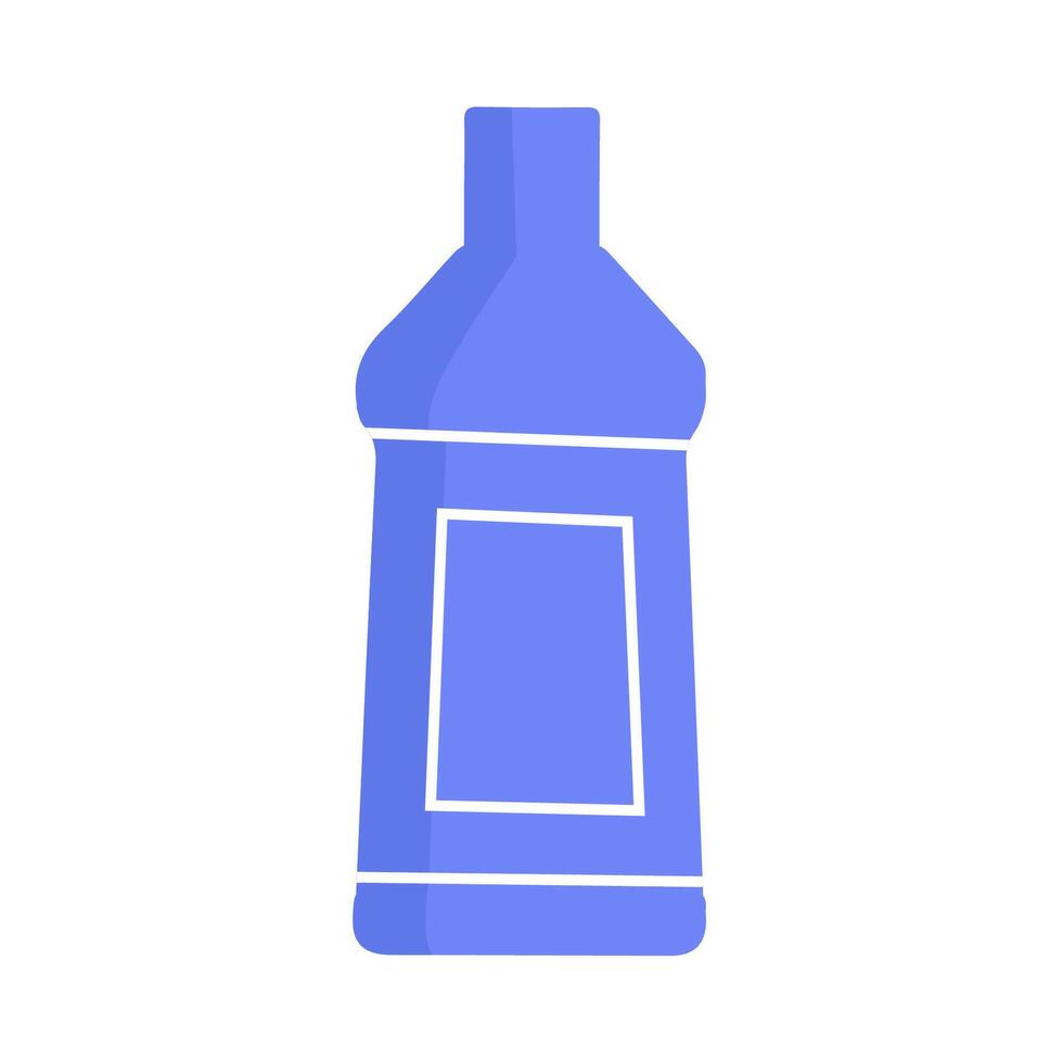 Plastic household bottle blue icon. Isolated container with liquid detergent, soap or cleaning solution. Suitable for hygiene, laundry and domestic product designs. Symbol template for advertising. vector