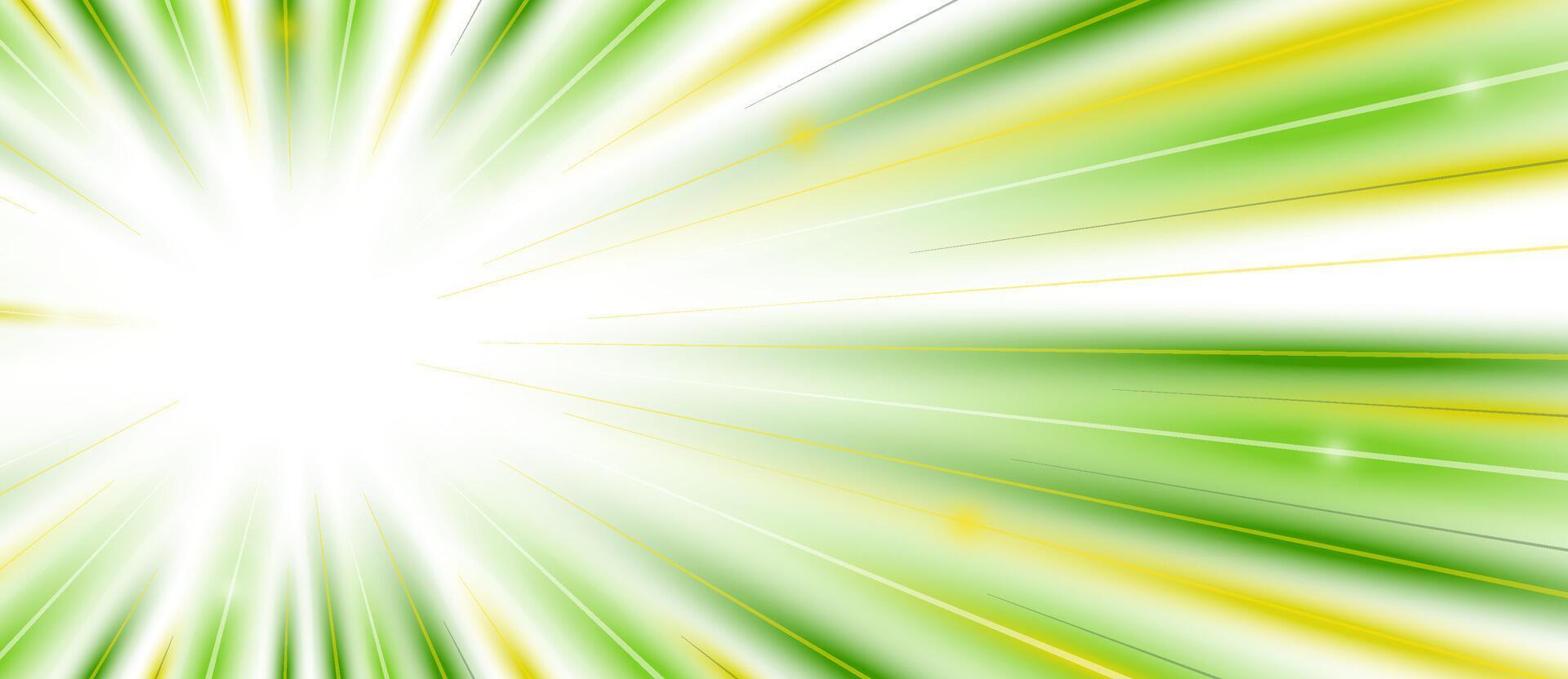 Dynamic speed lines and futuristic light green trails. Abstract illustration featuring glowing streaks, blur effects and acceleration themes. Great for banners, wallpapers and racing graphics. vector