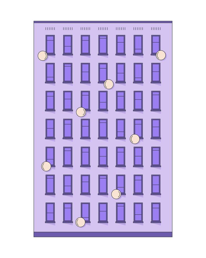 Classic multi-story apartment building 2D cartoon object. Vintage real estate. Old architecture. Realestate multistory housing isolated element flat clip art on white. Spot illustration vector
