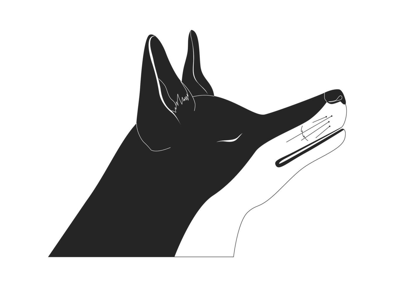 Peaceful fox with closed eyes 2D line character. Calming and contemplative mood. Wild nature. Forest animal. Lofi wildlife isolated ink outline animal. Monochromatic spot illustration vector
