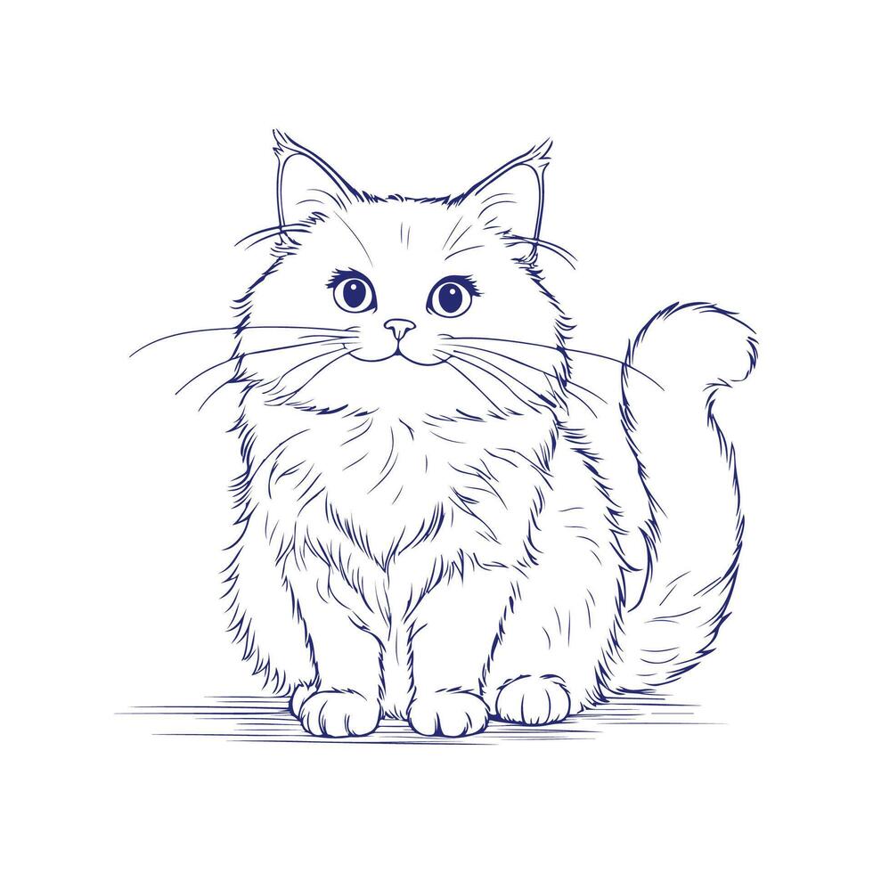 Cat illustration for pet lovers and cat drawing vector