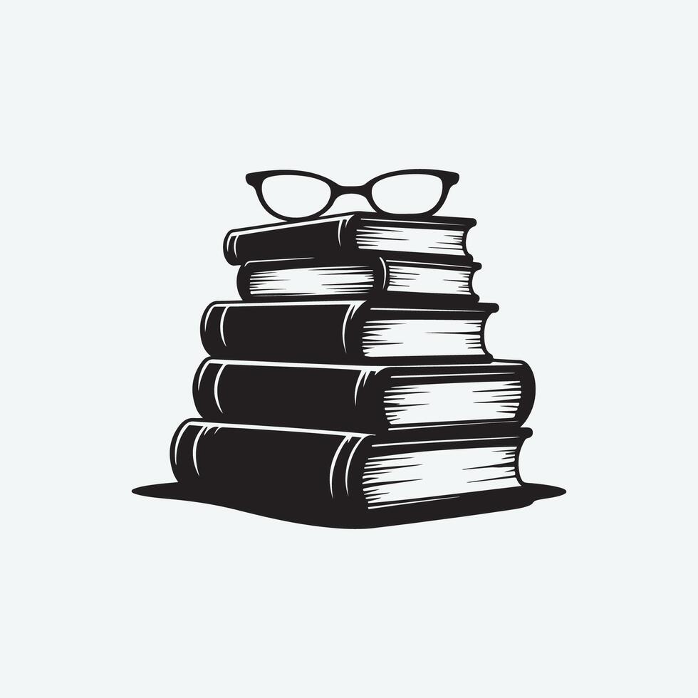 Silhouette books stack illustration design vector