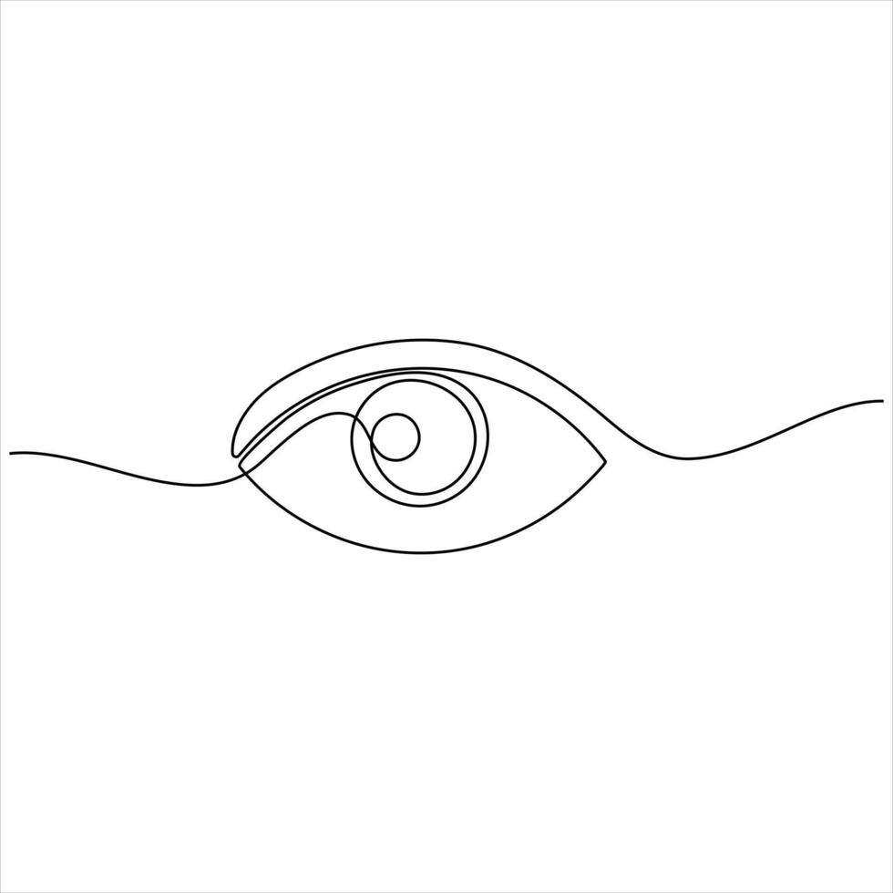 eye watch continuous single line drawing of minimalist eye with retina outline drawing illustration vector