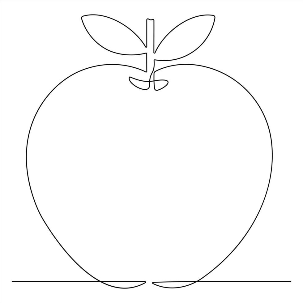 Apple fruit continuous oneline drawing illustration vector