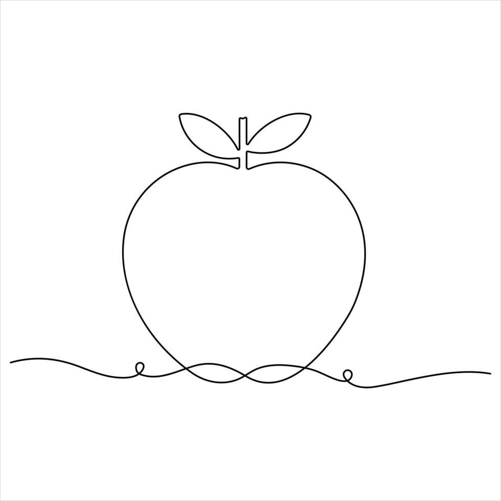Single continuous line drawing of apple fruit Minimalist style apple fruit line art drawing illustration vector