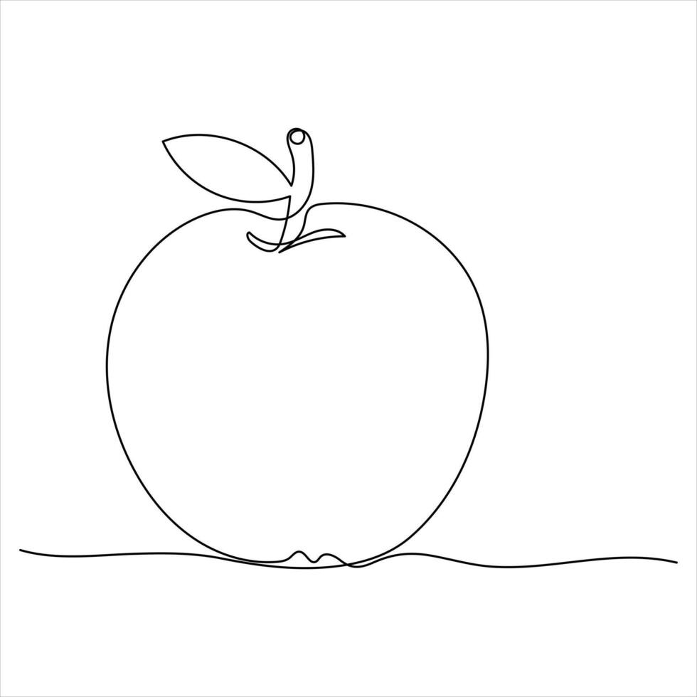 Single continuous line drawing of apple fruit Minimalist style apple fruit line art outline style illustration vector