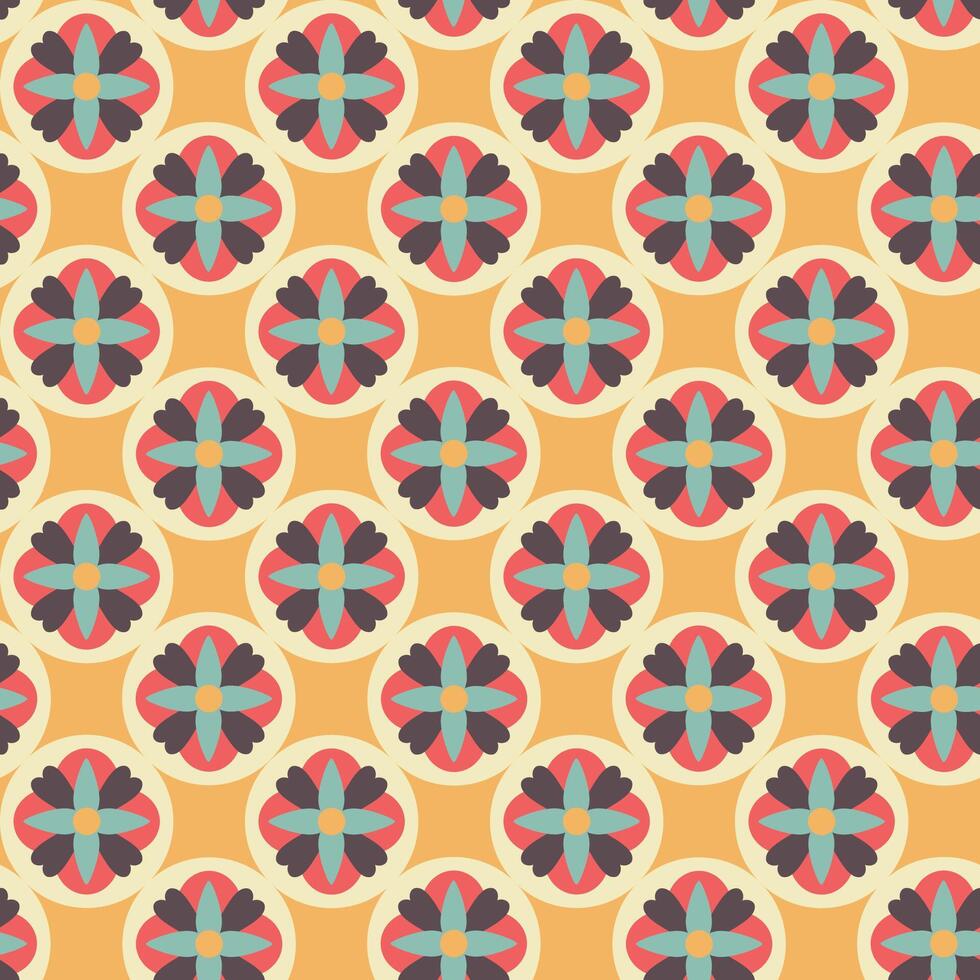 Seamless floral pattern in retro style vector