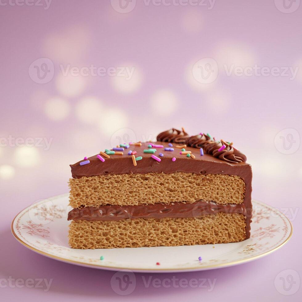 Delicious Chocolate Cake Slice with Sprinkles Festive Dessert photo