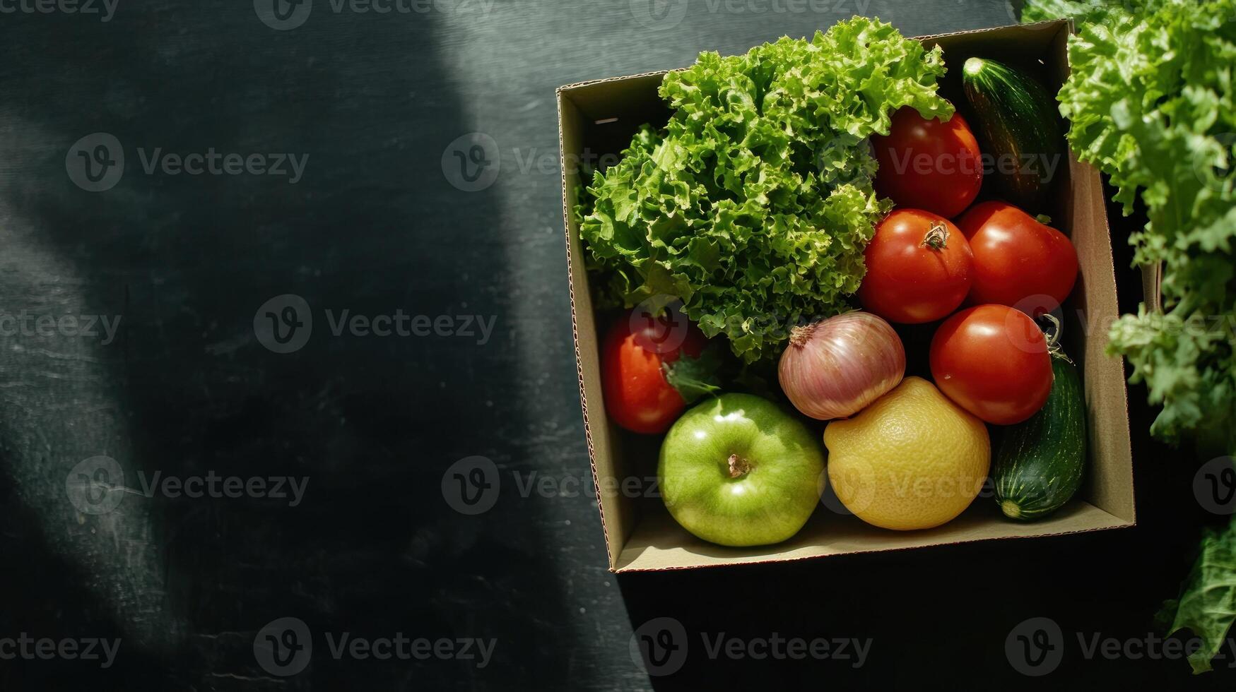 Fresh Vegetables and Fruits in a Box photo