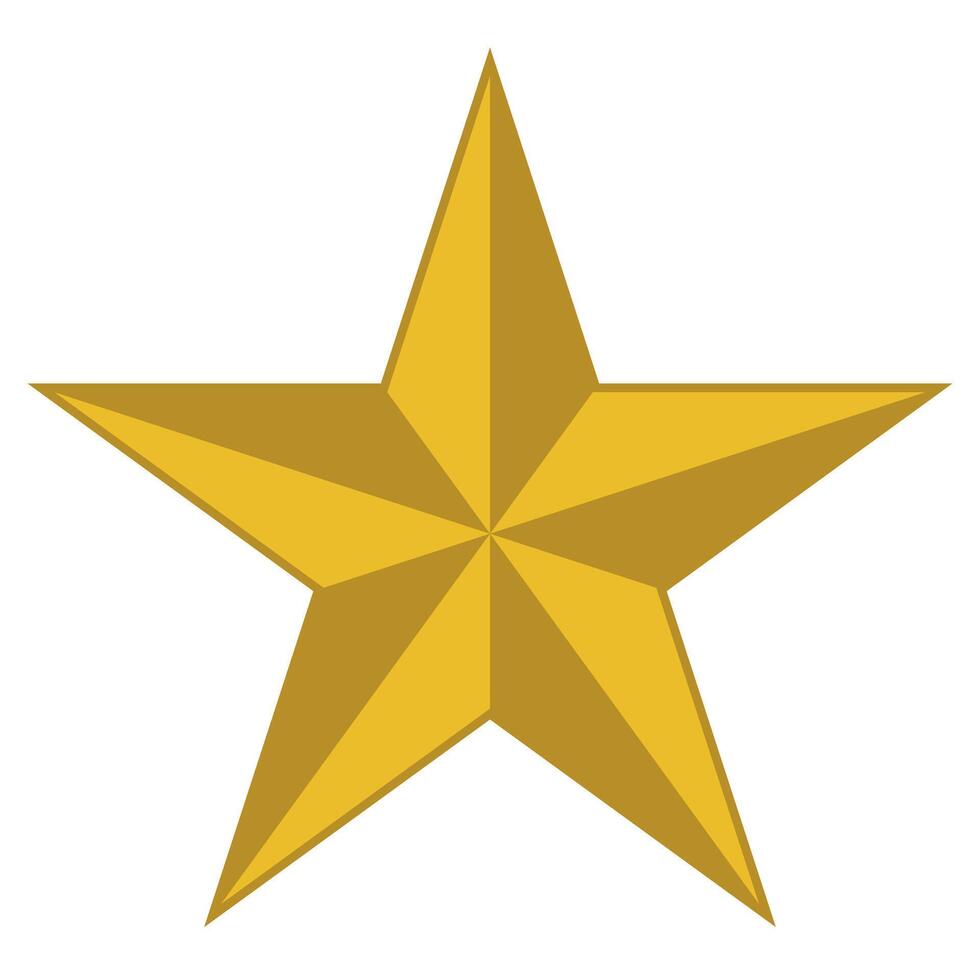 golden star shape symbol, illustration of five pointed star isolated on white background vector