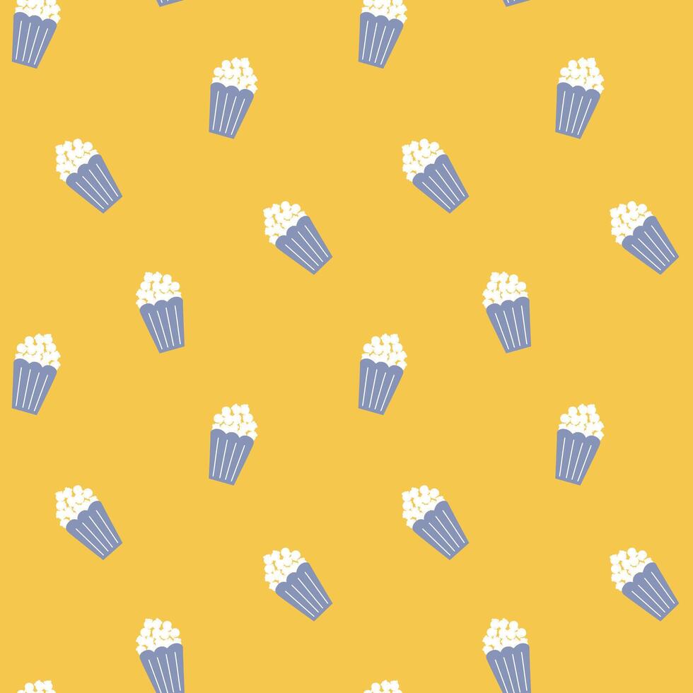 seamless minimal popcorn repeat pattern in yellow background vector