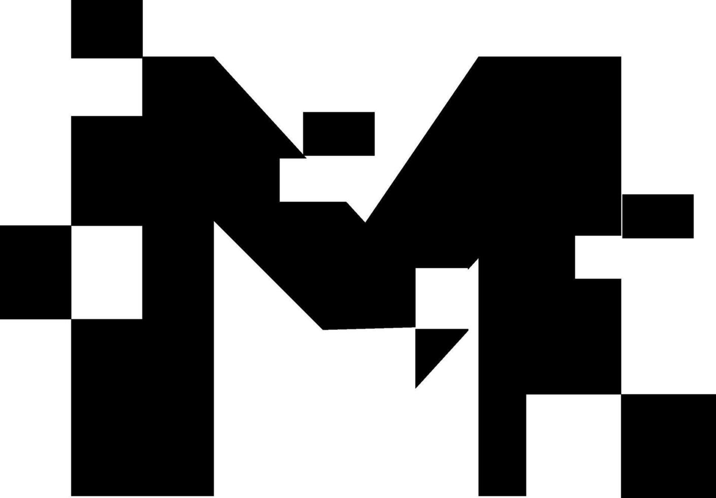 Glitch Style Letter M Logo Icon vector