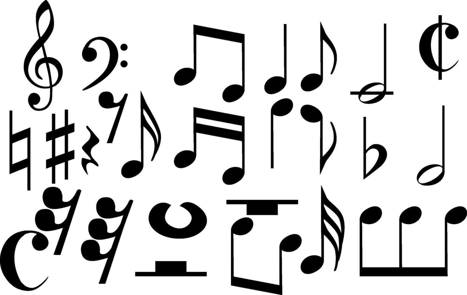 Complete Music Note Symbol Set vector