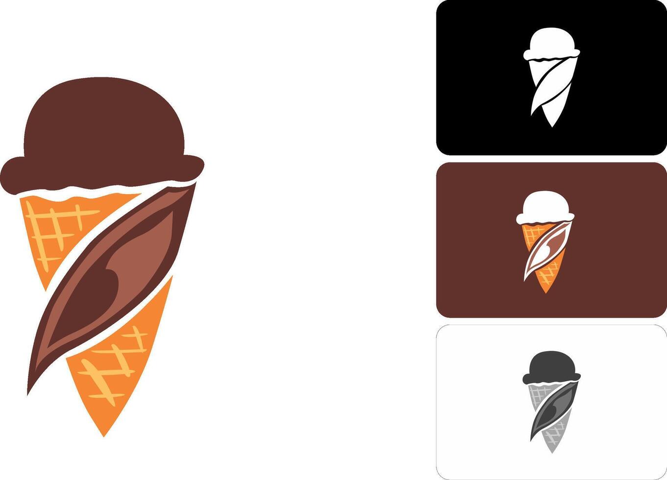 Delicious Chocolate Ice Cream Cone Logo vector