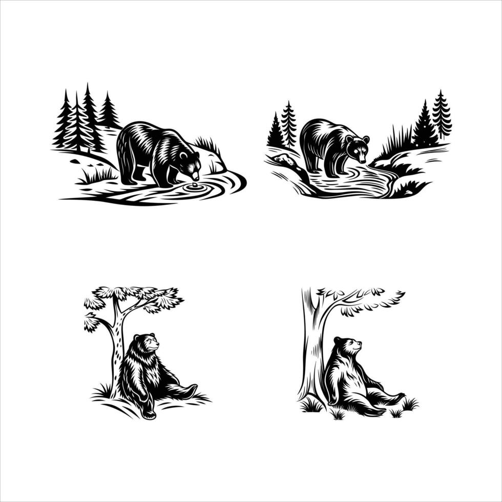 Mighty Black Bear Stance vector