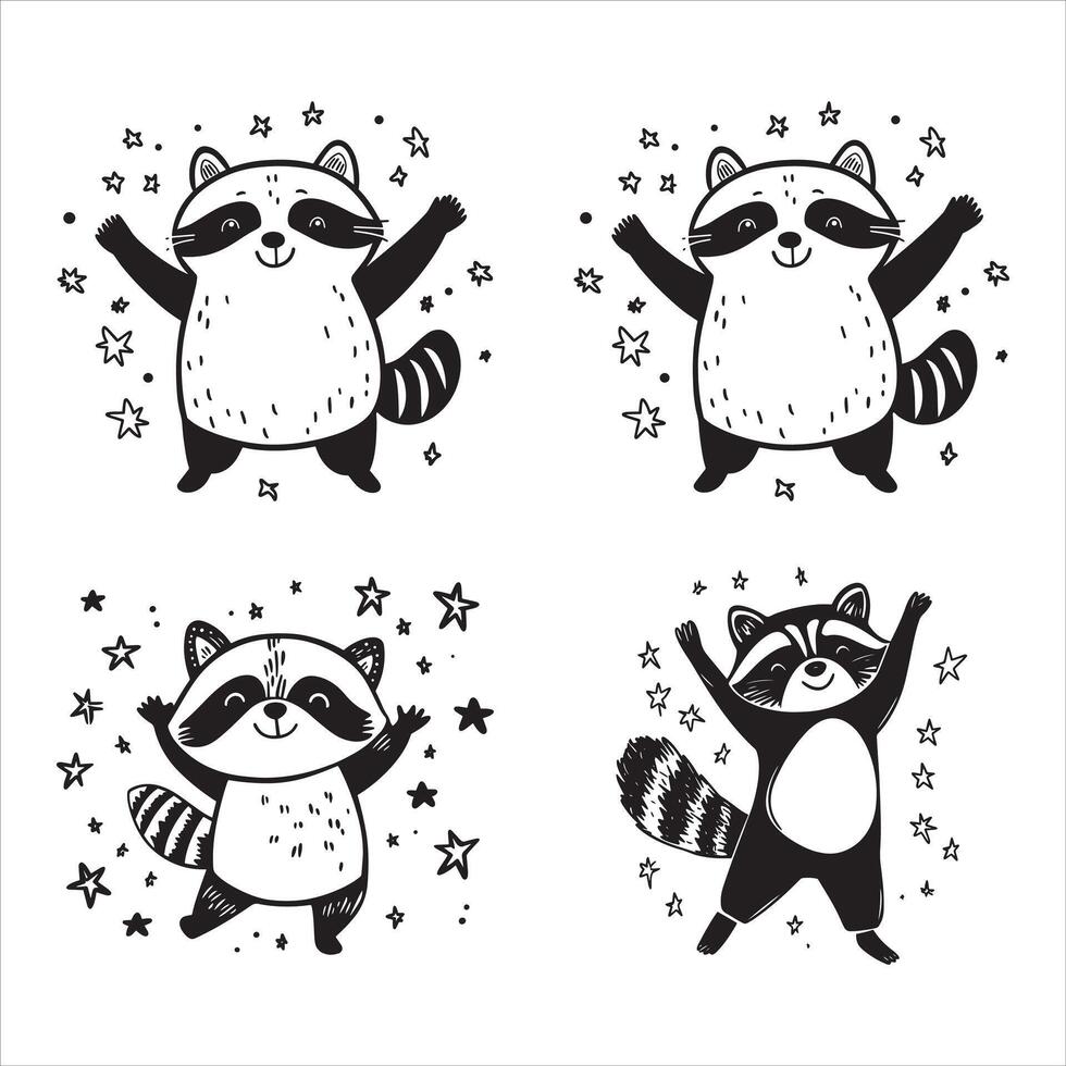 Twinkling Raccoon Groove vector